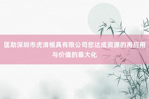 匡助深圳市虎清模具有限公司您达成资源的再应用与价值的最大化
